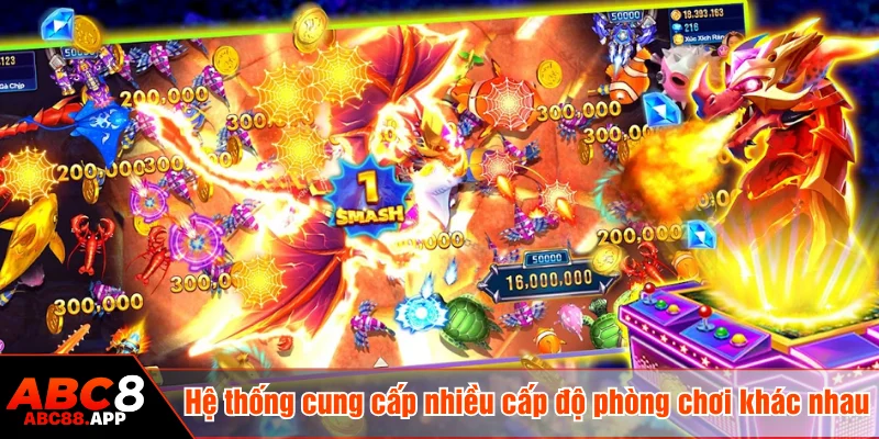 Hệ thống cung cấp nhiều cấp độ phòng chơi khác nhau