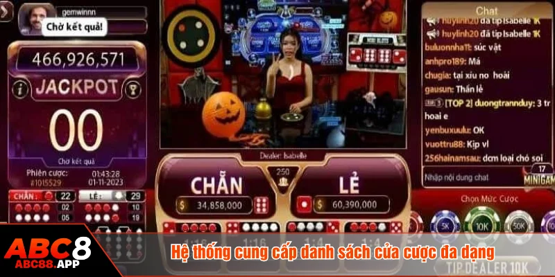 Hệ thống cung cấp danh sách cửa cược đa dạng