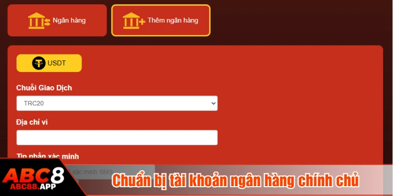 Chuẩn bị tài khoản ngân hàng chính chủ