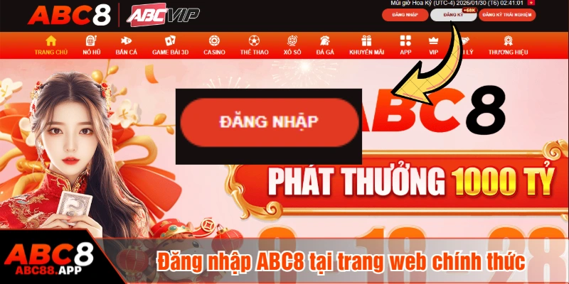 Đăng nhập ABC8 tại trang web chính thức