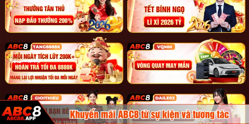 Khuyến mãi ABC8 từ sự kiện và tương tác